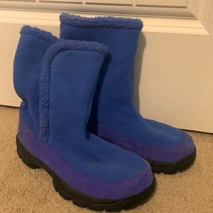 Lands’ End Blue Suede and Fleece Ankle Boots
